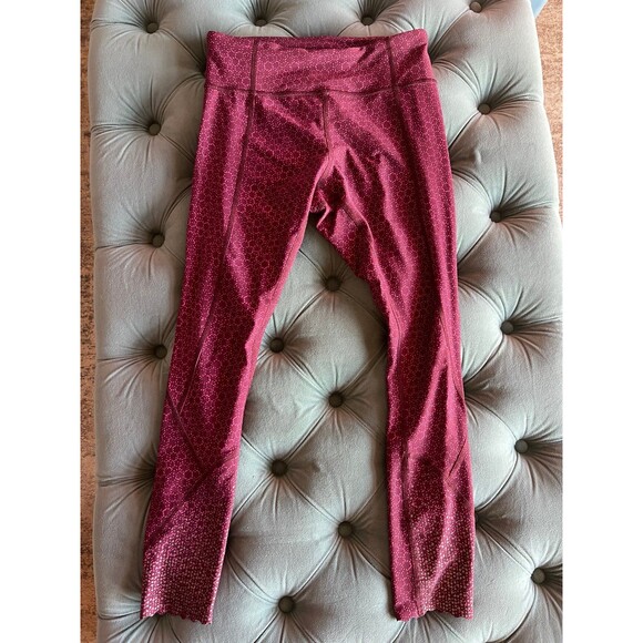 Lululemon 25in Leggings Reflective Maroon Red Pink Size 6 - Picture 3 of 11